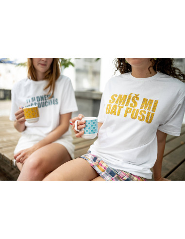 Triko HÁDKOVI „SMÍŠ MI DÁT PUSU“ bílé